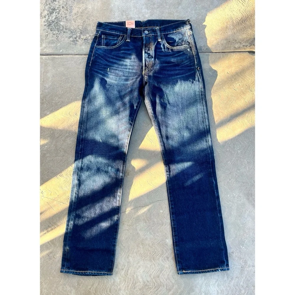 LEVI’S | 501 Dark Blue Button Fly Straight Denim Jeans 30x30 NWT - Picture 2 of 5